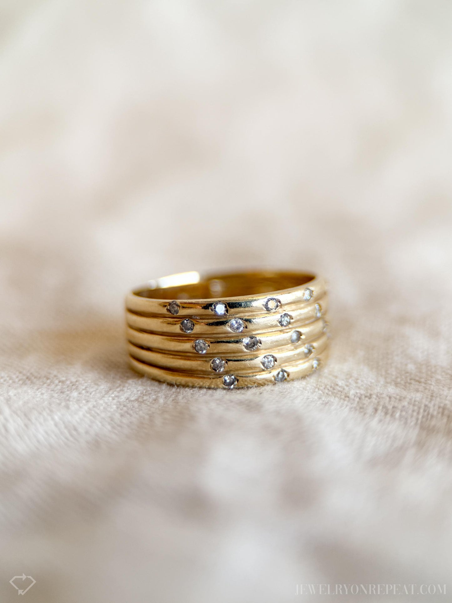 Vintage Diamond Statement Band in 14k Gold