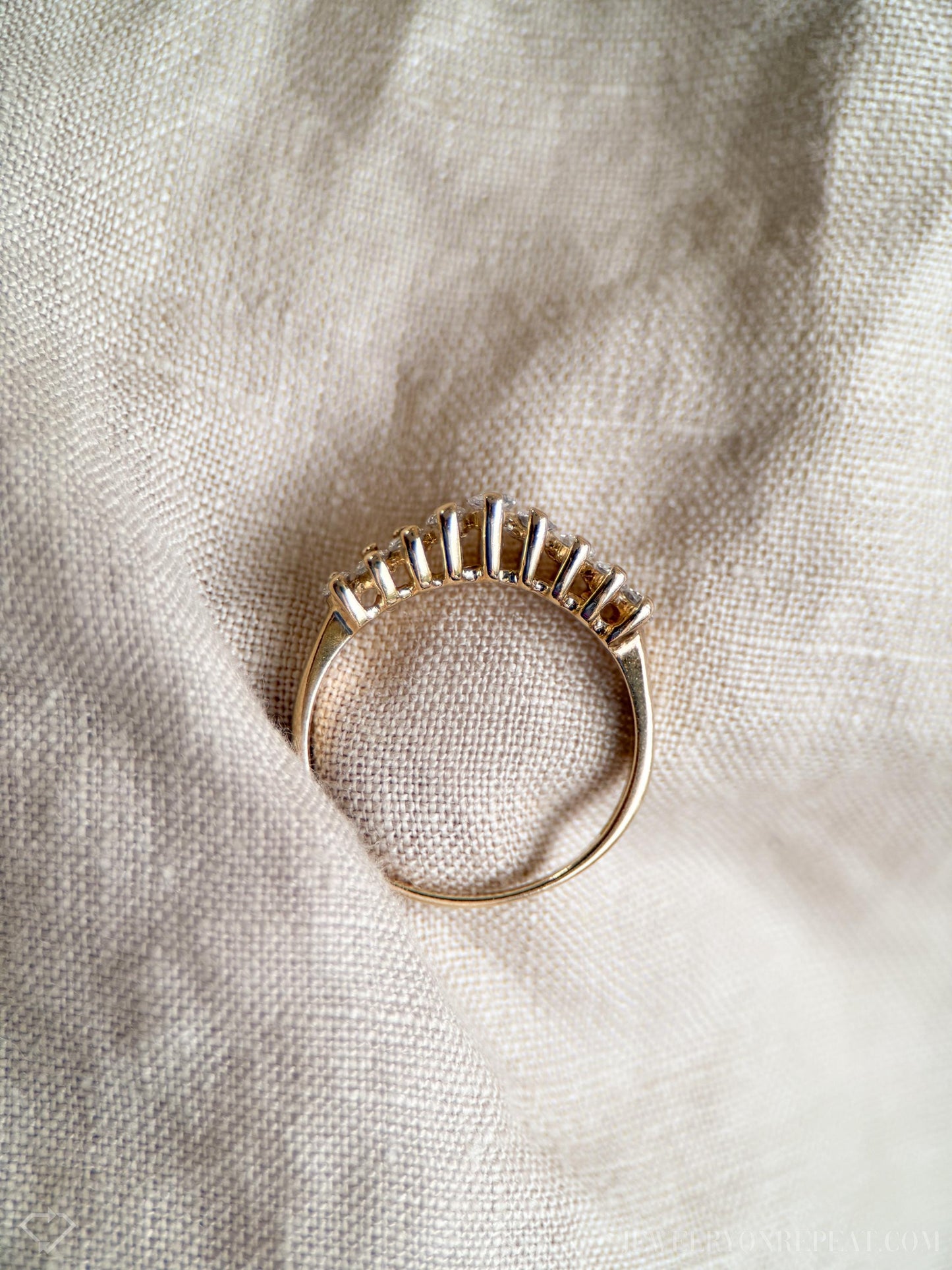 Vintage Diamond Pyramid Set Anniversary Band in 14k Gold, Retro Jewelry from the 1970s - Timeless, Sustainable, @JewelryOnRepeat
