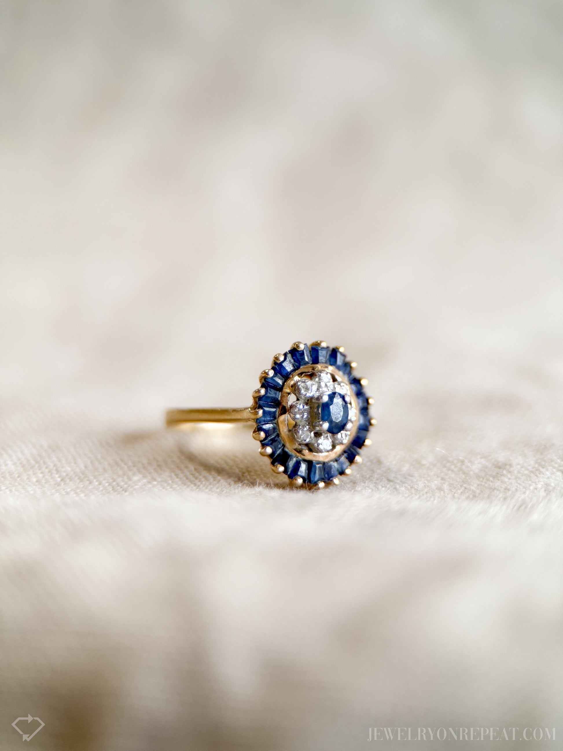 Vintage Sapphire and Diamond Ring in 10k Gold, Retro Jewelry from the 1990s - Timeless, Sustainable, @JewelryOnRepeat