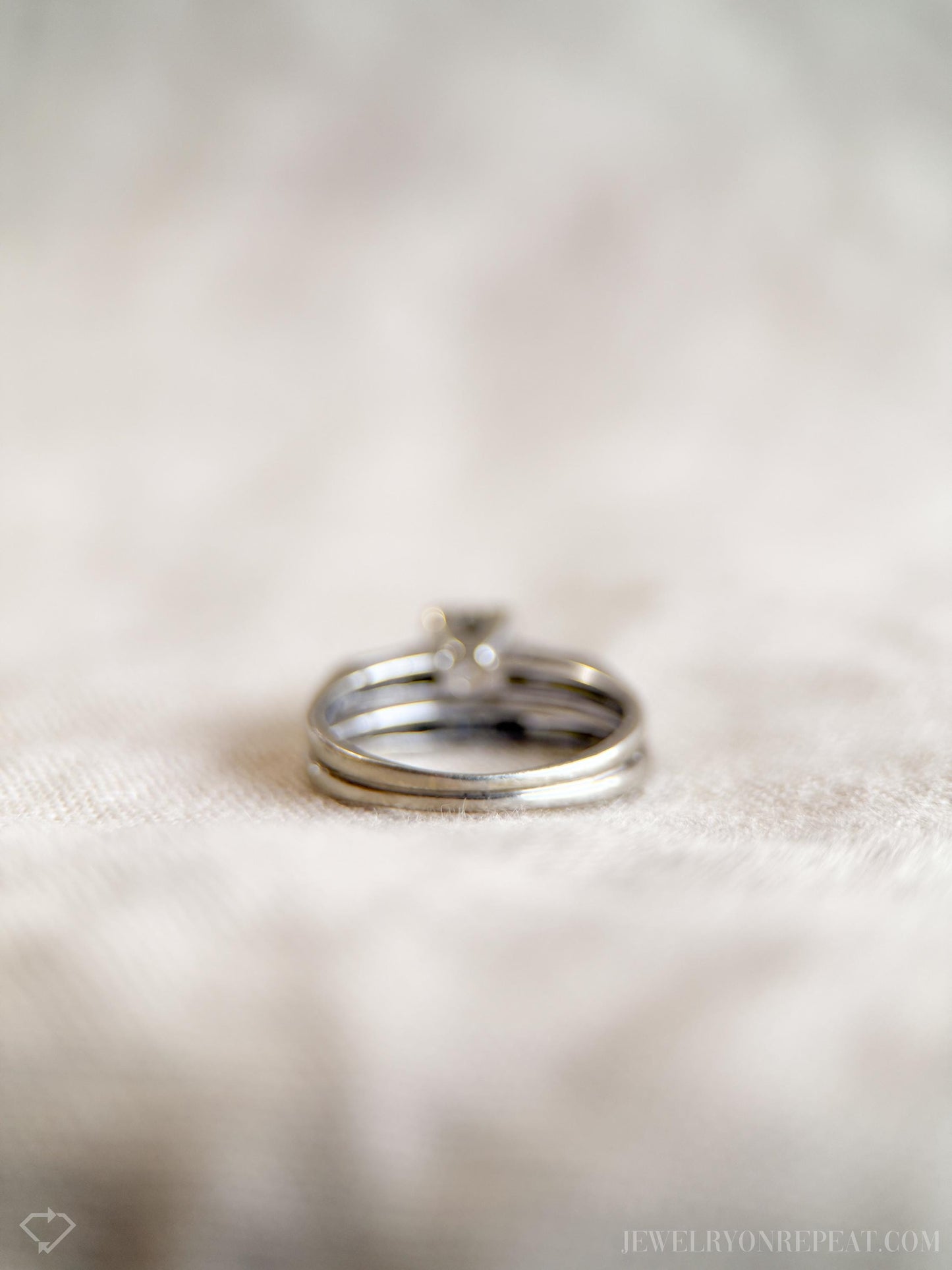 Vintage Art Deco Diamond Bridal Set, Engagement Ring and Wedding Band in 14k White Gold - Timeless, Sustainable, @JewelryOnRepeat