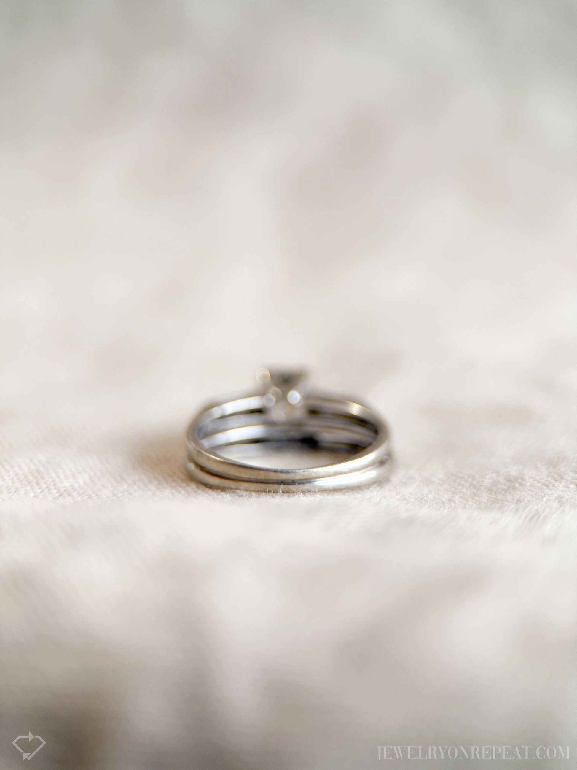 Vintage Art Deco Diamond Bridal Set, Engagement Ring and Wedding Band in 14k White Gold - Timeless, Sustainable, @JewelryOnRepeat