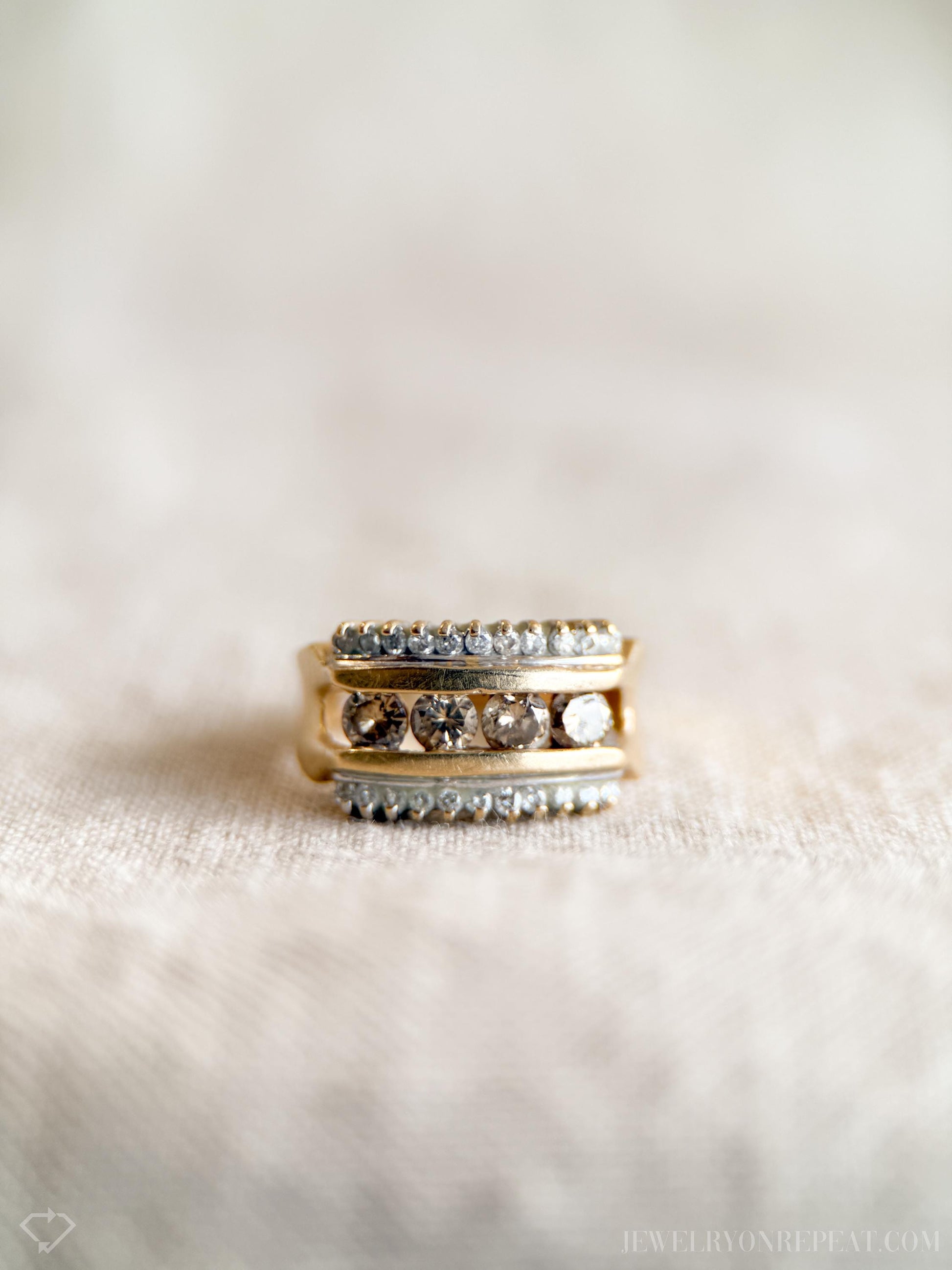 Vintage Chocolate Diamond Channel Set Ring in 14k White Gold, Antique 1970s Jewelry - Timeless, @JewelryOnRepeat