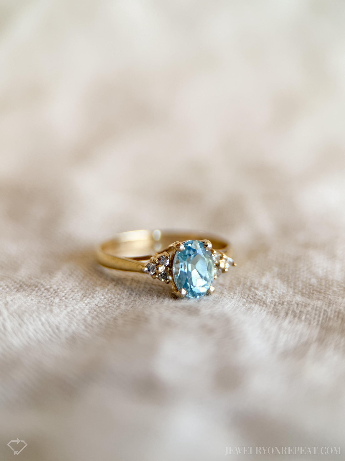 Vintage Blue Topaz Gemstone Ring in 14k Gold, Retro Jewelry from the 1990s - Timeless, Sustainable, @JewelryOnRepeat