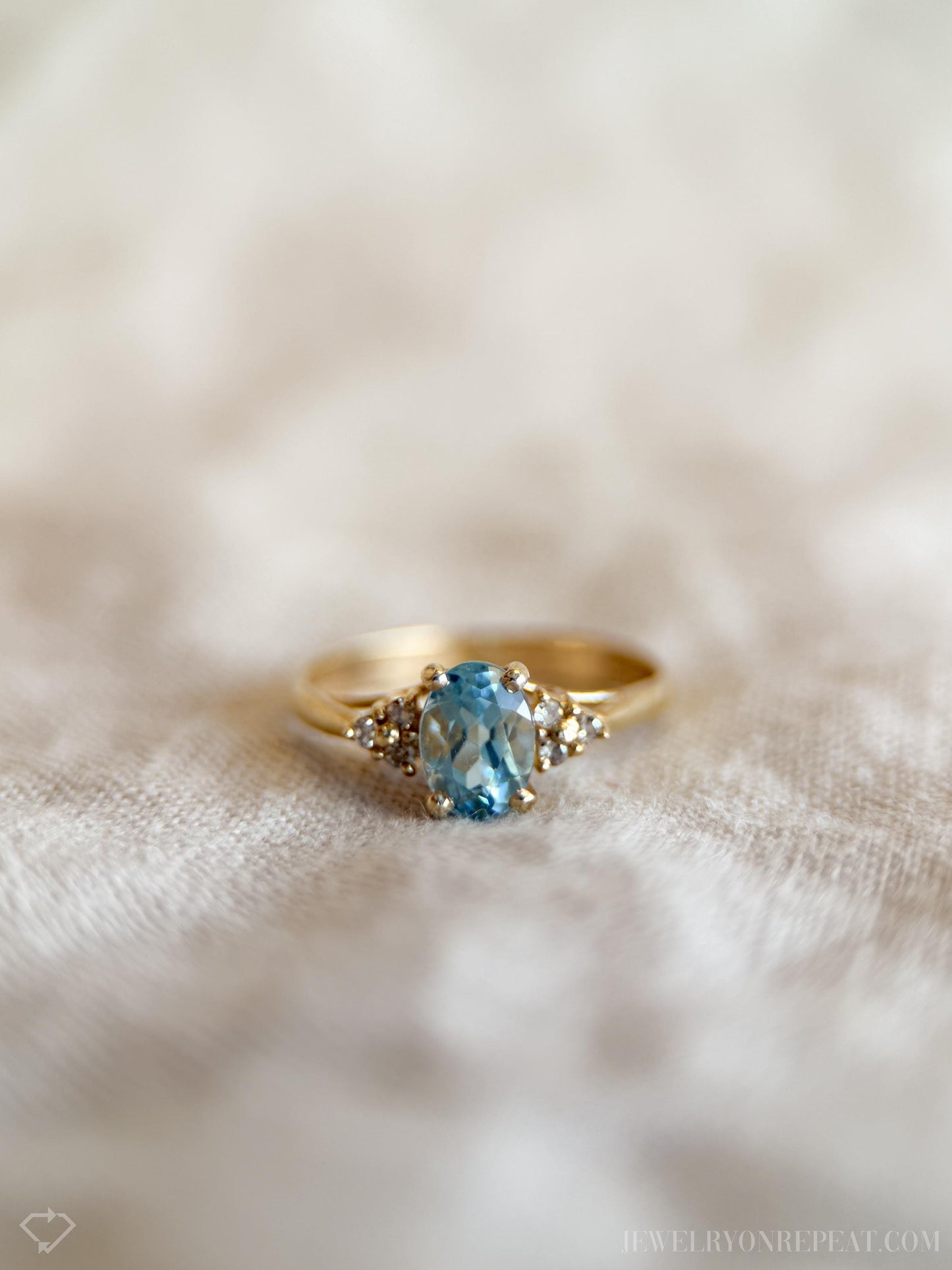 Vintage Blue Topaz Gemstone Ring in 14k Gold, Retro Jewelry from the 1990s - Timeless, Sustainable, @JewelryOnRepeat