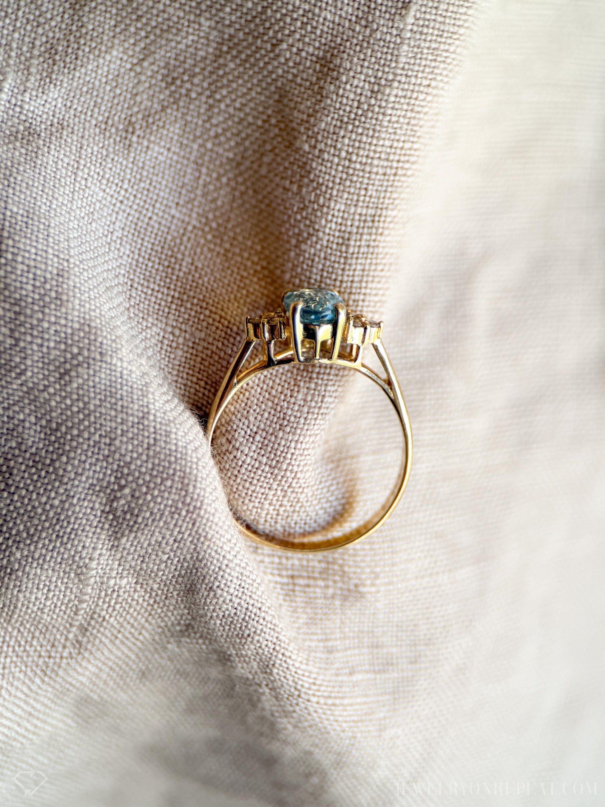 Vintage Blue Topaz Gemstone Ring in 14k Gold, Retro Jewelry from the 1990s - Timeless, Sustainable, @JewelryOnRepeat