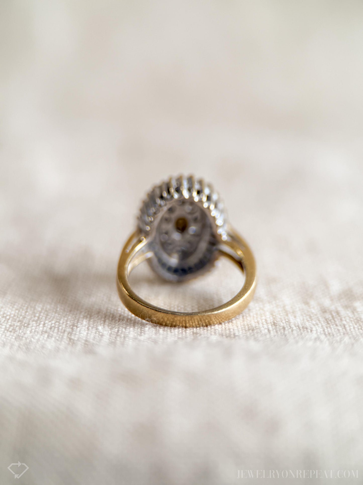 Vintage Diamond Marquise Shaped Cluster Ring in 14k Gold, Retro Jewelry from the 1990s - Timeless, Sustainable, @JewelryOnRepeat