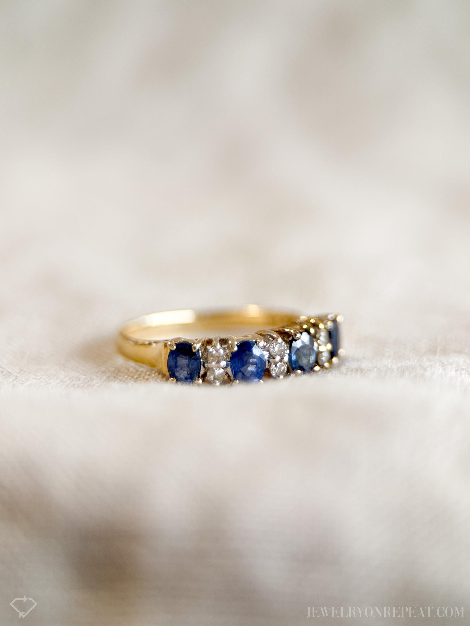 Vintage Sapphire and Diamond Band, Retro Jewelry from the 1990s - Timeless, Sustainable, @JewelryOnRepeat