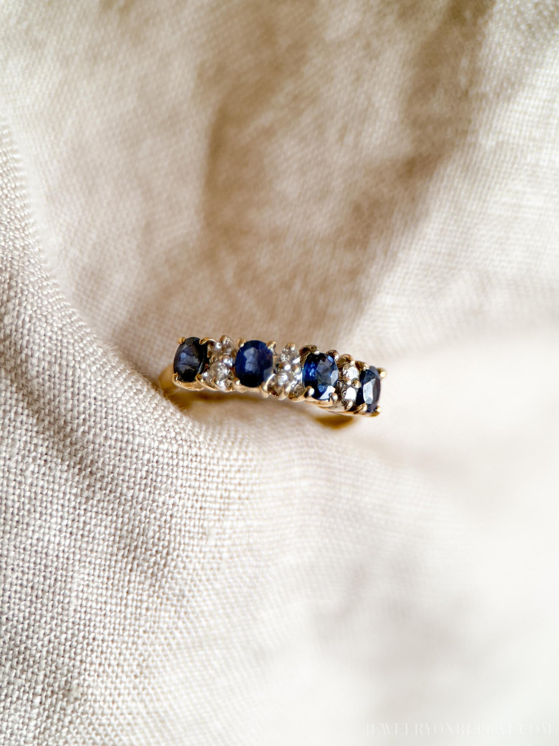 Vintage Sapphire and Diamond Band, Retro Jewelry from the 1990s - Timeless, Sustainable, @JewelryOnRepeat