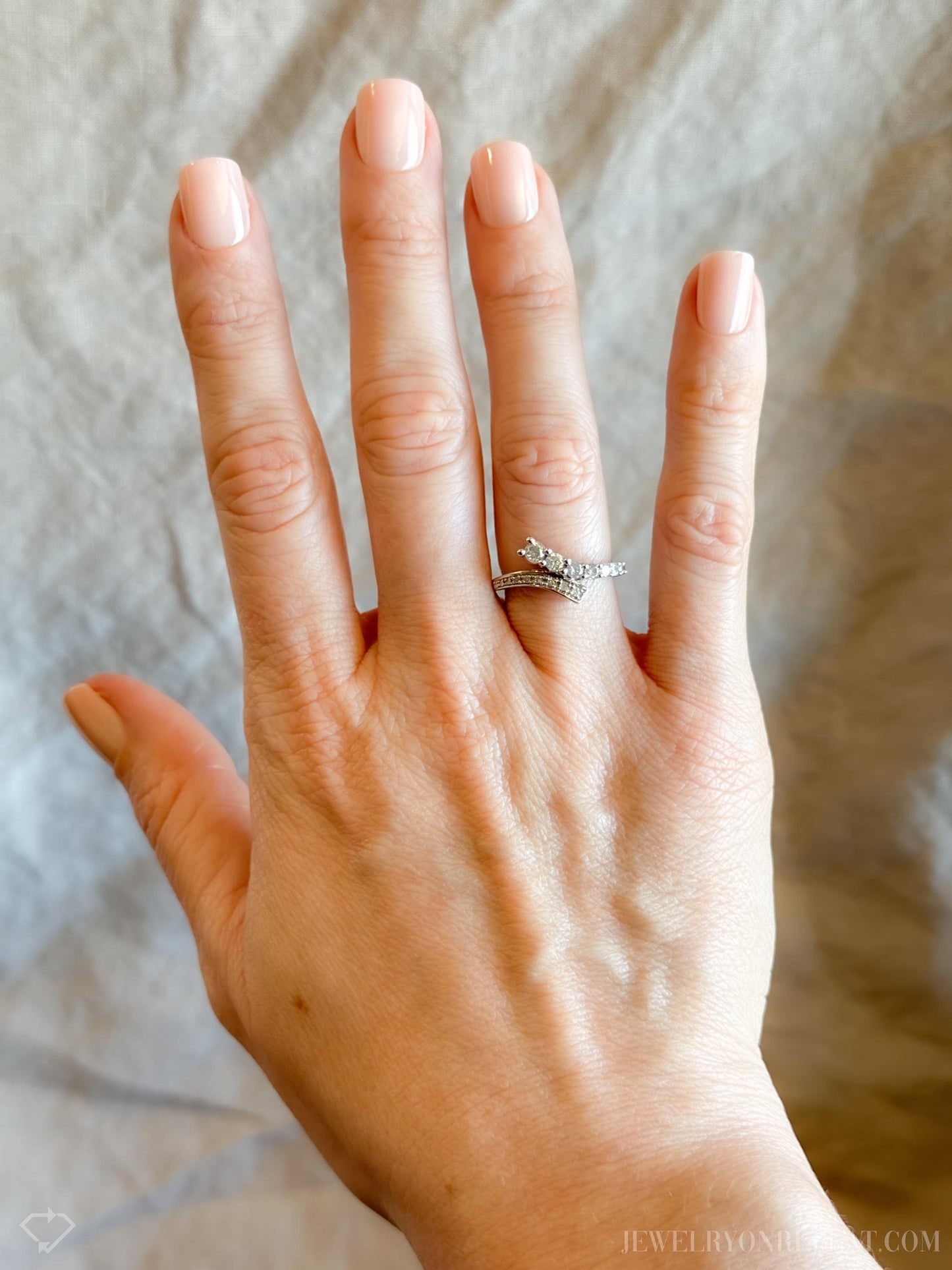 Vintage Wrap Diamond Ring in 10k White Gold, Retro Jewelry from the 1990s - Timeless, Sustainable, @JewelryOnRepeat