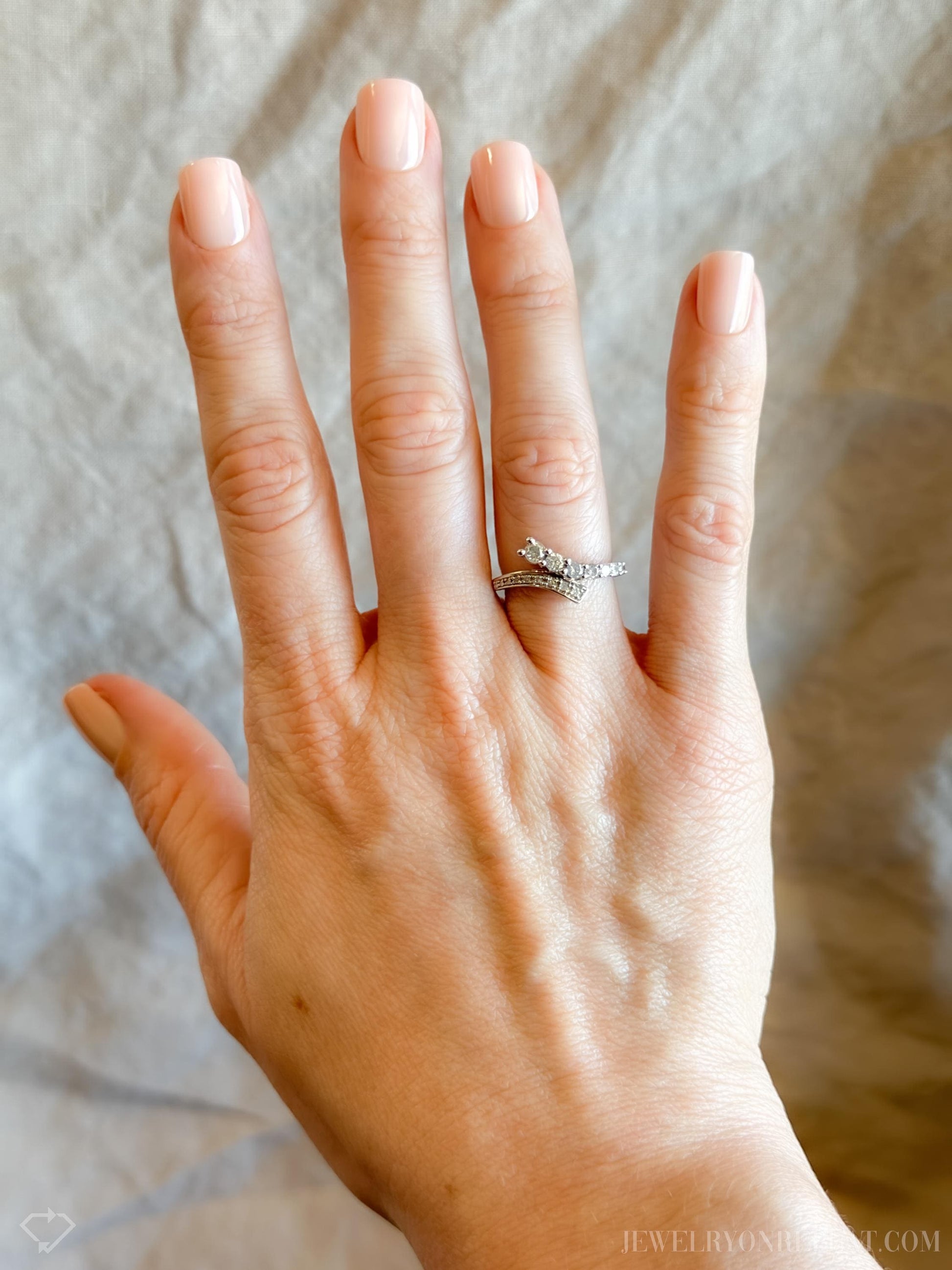 Vintage Wrap Diamond Ring in 10k White Gold, Retro Jewelry from the 1990s - Timeless, Sustainable, @JewelryOnRepeat