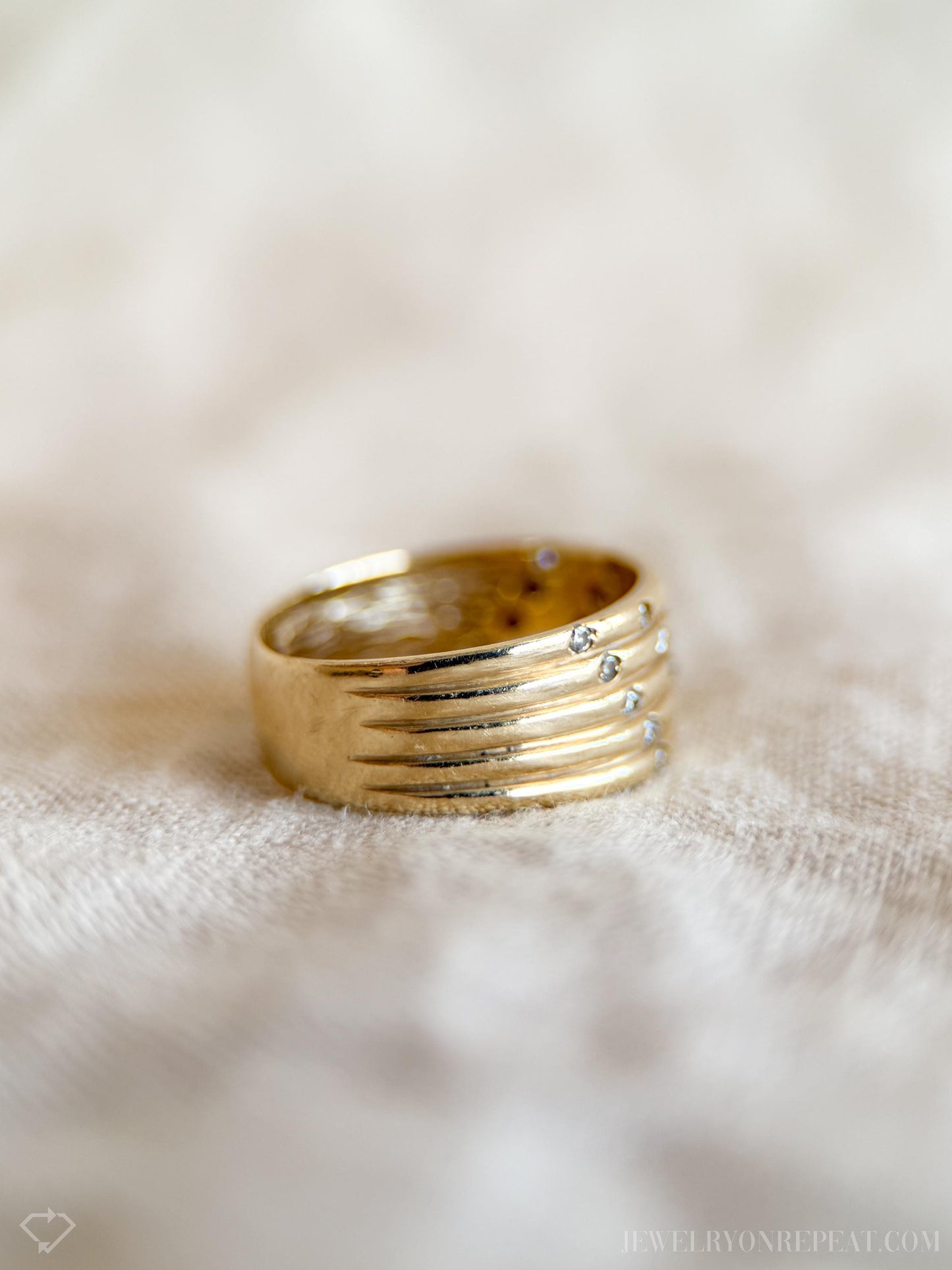 Vintage Diamond Statement Band in 14k Gold