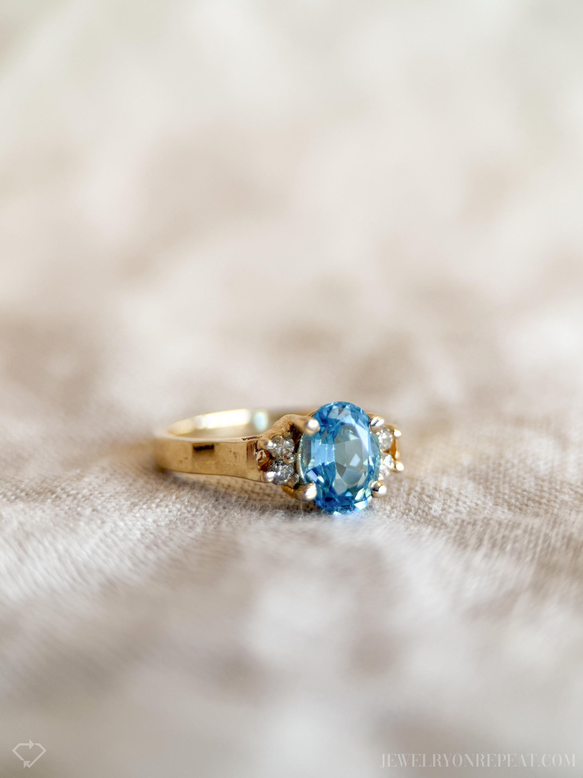 Vintage Blue Topaz Gemstone Ring in 14k Gold, Retro Jewelry from the 1990s - Timeless, Sustainable, @JewelryOnRepeat