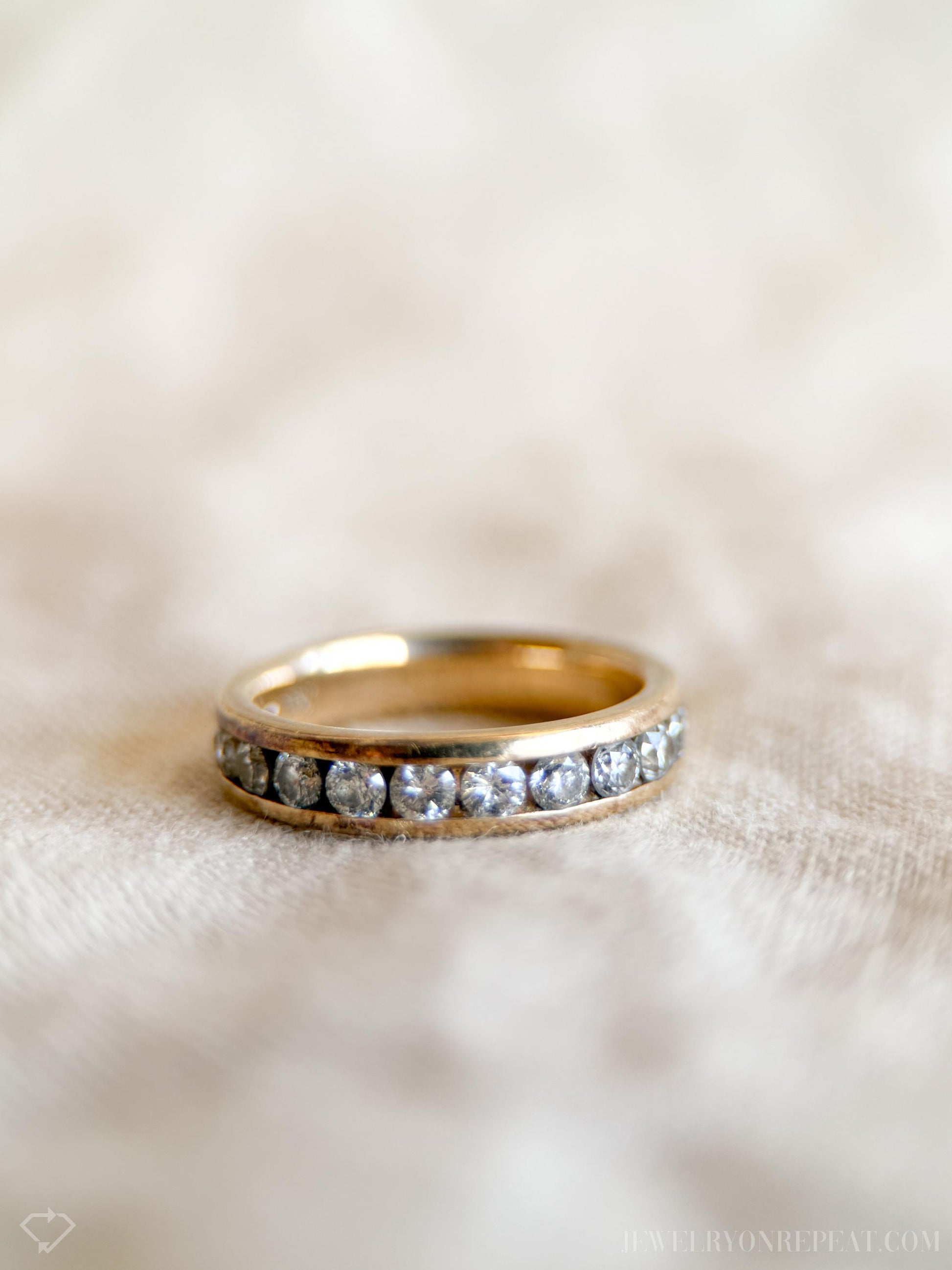 Vintage Diamond Channel Set Wedding Band in 14k Gold, Retro Jewelry from the 1990s - Timeless, Sustainable, @JewelryOnRepeat