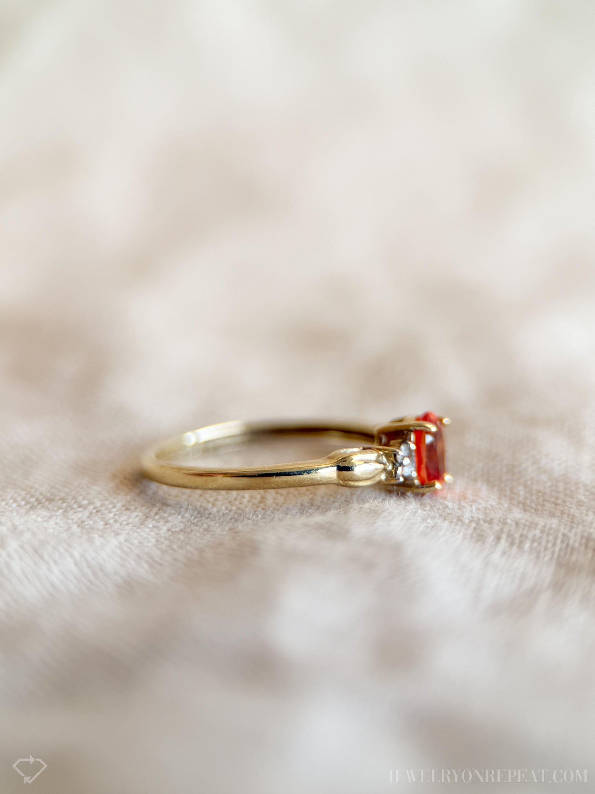 Vintage Oval Cut Orange Garnet Gemstone Ring in 10k Gold, Retro Jewelry from the 1990s - Timeless, Sustainable, @JewelryOnRepeat
