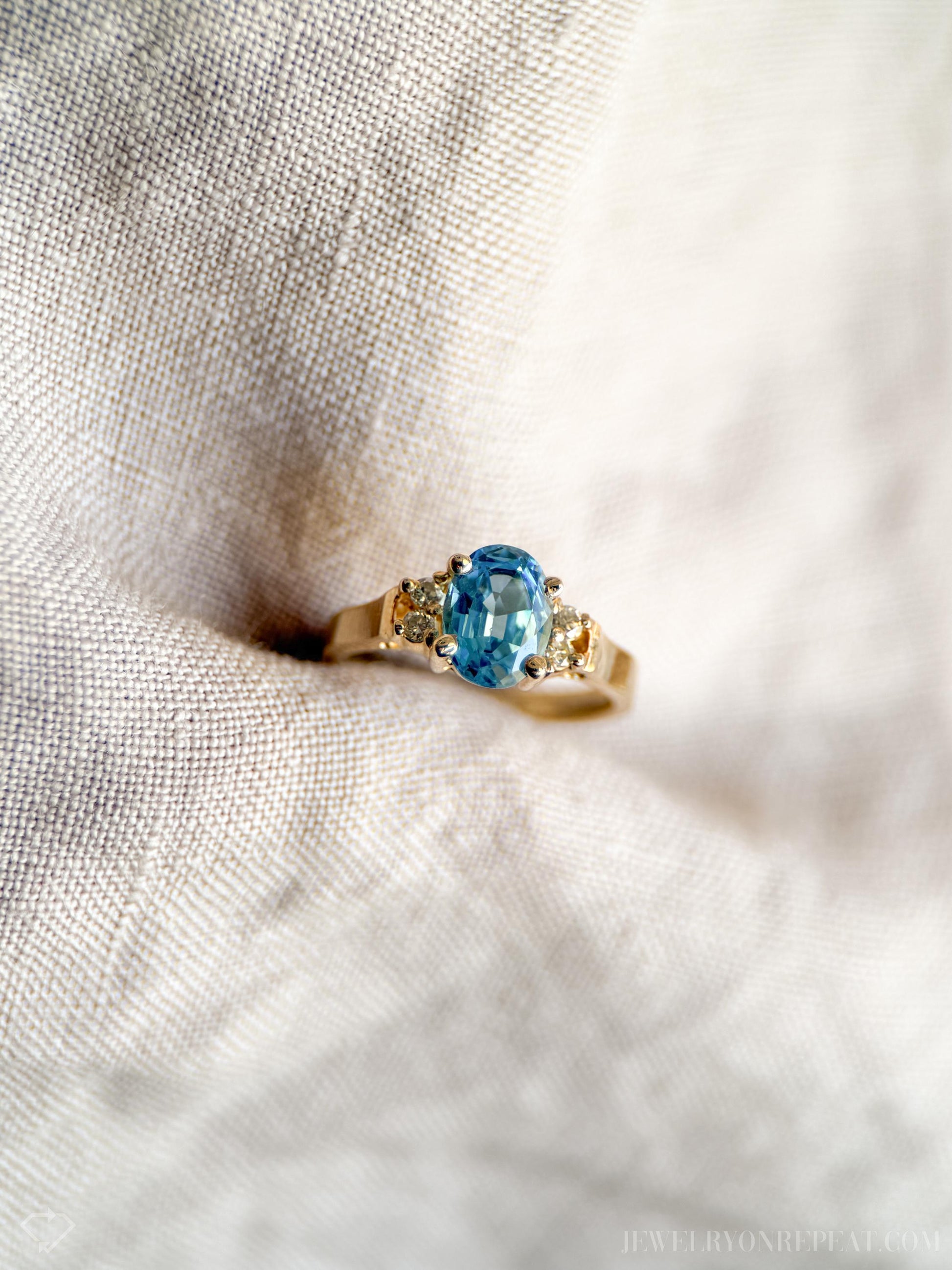 Vintage Blue Topaz Gemstone Ring in 14k Gold, Retro Jewelry from the 1990s - Timeless, Sustainable, @JewelryOnRepeat