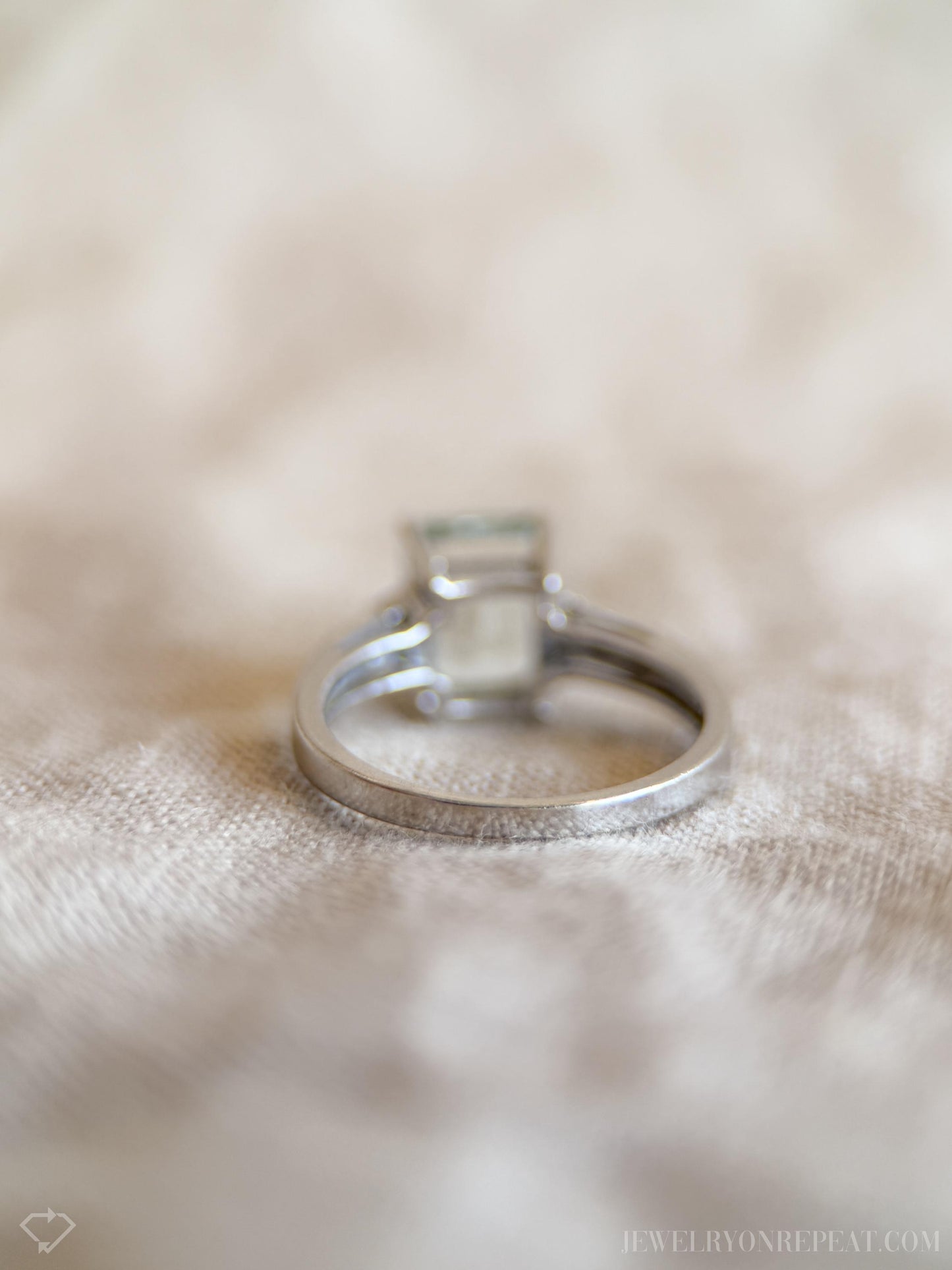 Vintage Emerald Cut Aquamarine and Diamond Ring in 14k White Gold, Retro Jewelry from the 1990s - Timeless, Sustainable, @JewelryOnRepeat