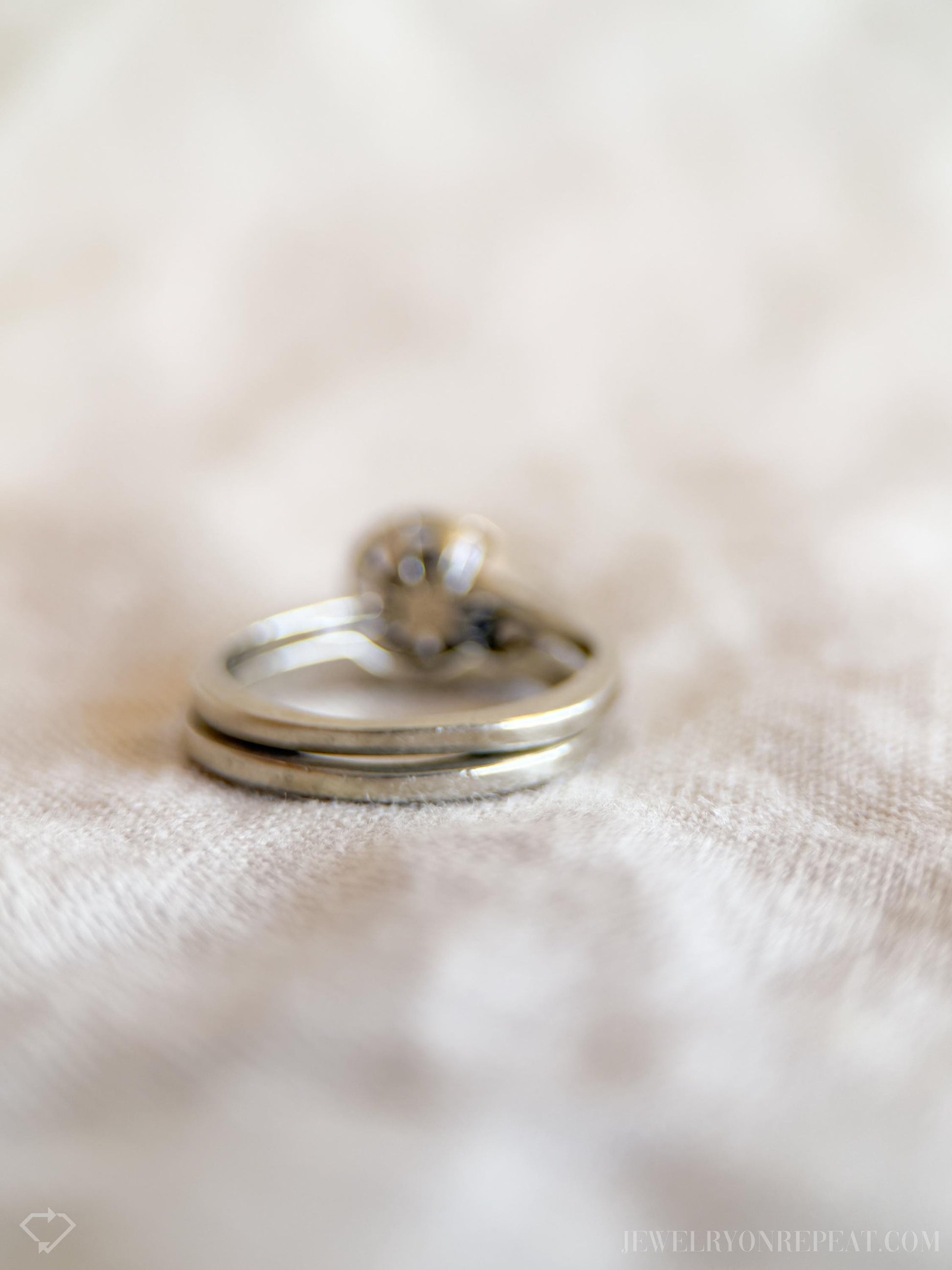 Vintage Diamond Swirl Engagement Ring Bridal Set in 14k White Gold, Antique Jewelry from the 1950s - Timeless, Sustainable, @JewelryOnRepeat