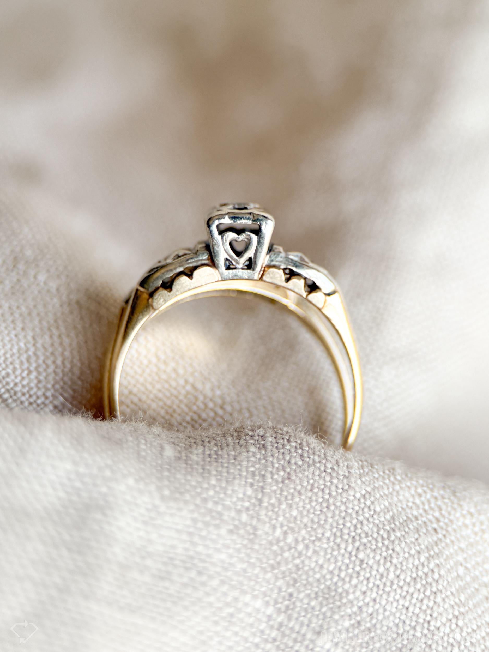 Vintage Art Deco Diamond Bridal Set, Engagement Ring and Wedding Band in 14k Gold, Antique 1920s Jewelry - Timeless, @JewelryOnRepeat