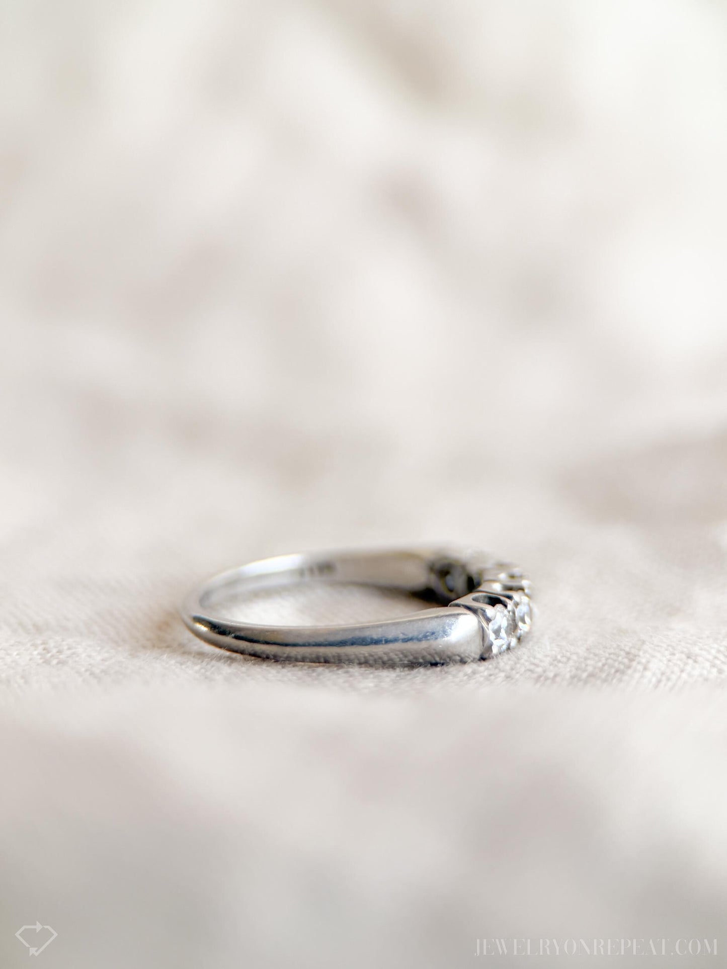 Vintage Diamond Prong Set Wedding Band in Platinum, Retro Jewelry from the 1950s - Timeless, Sustainable, @JewelryOnRepeat