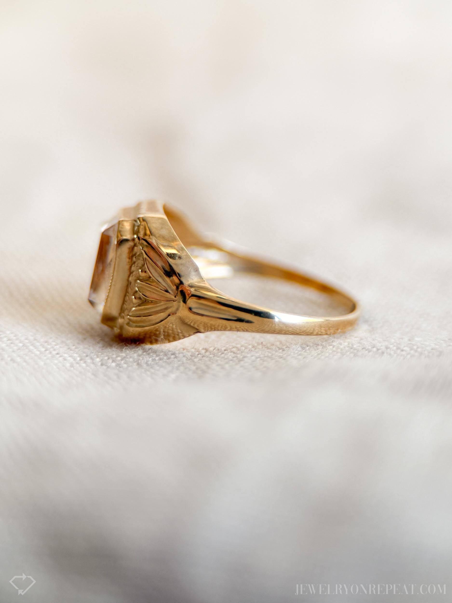 Vintage White Topaz and Diamond Ring in 10k Gold, Retro Jewelry from the 1950s - Timeless, Sustainable, @JewelryOnRepeat