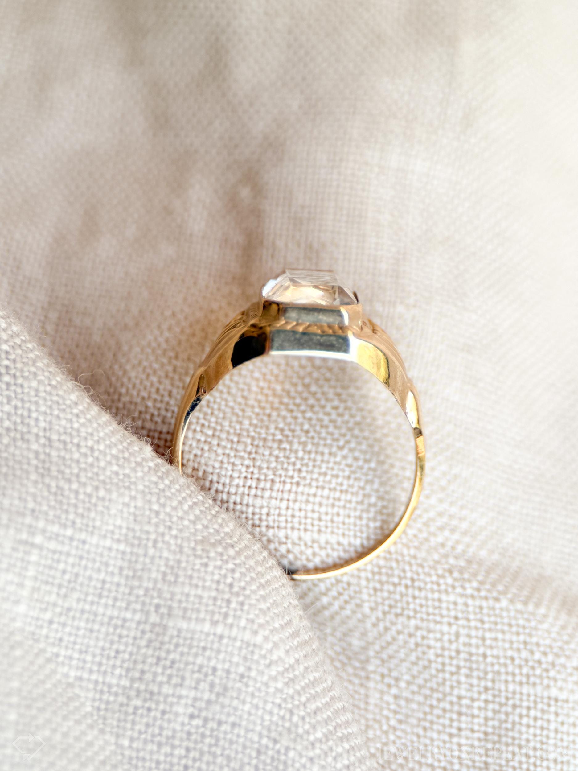 Vintage White Topaz and Diamond Ring in 10k Gold, Retro Jewelry from the 1950s - Timeless, Sustainable, @JewelryOnRepeat