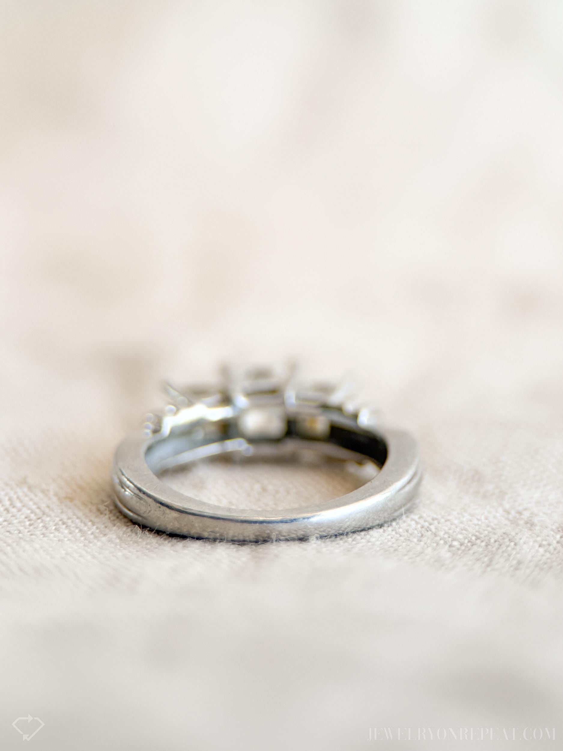 Vintage Princess Cut Diamond Three Stone Engagement Ring in Platinum - Retro 2000s Jewelry - Timeless, Sustainable, @JewelryOnRepeat