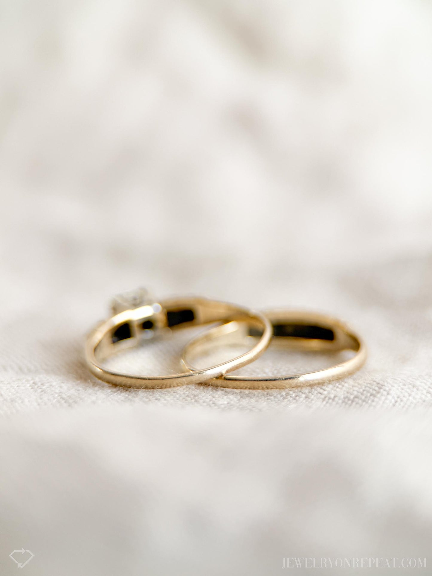 Vintage Art Deco Diamond Bridal Set, Engagement Ring and Wedding Band in 14k Gold, Antique 1920s Jewelry - Timeless, @JewelryOnRepeat