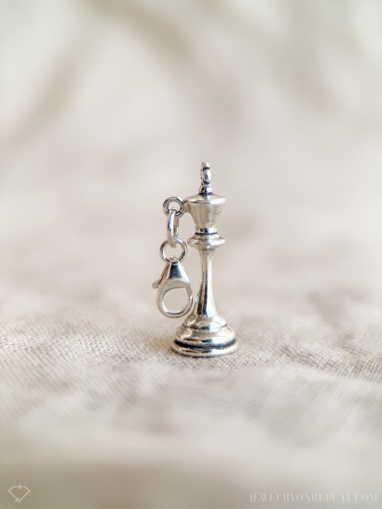 King Chess Piece Charm Bracelet in Solid Sterling Silver, Board Games Themed Custom Charm Jewelry - Timeless, Sustainable, @JewelryOnRepeat