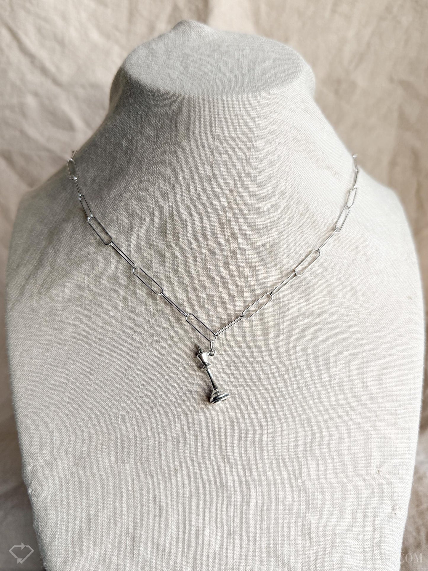 King Chess Piece Necklace in Solid Sterling Silver, Board Games Themed Custom Charm Jewelry - Timeless, Sustainable, @JewelryOnRepeat