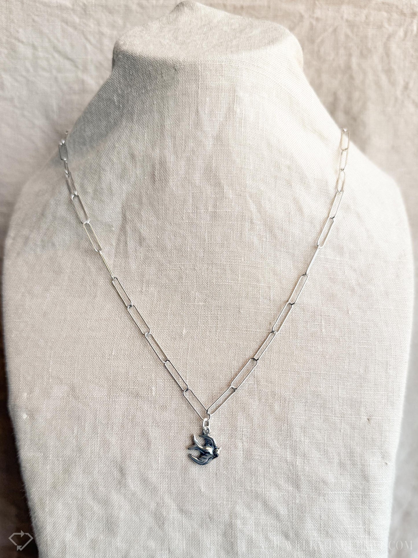 Sparrow Necklace in Solid Sterling Silver, Animal Themed Personalized Charm Jewelry - Timeless, Sustainable, @JewelryOnRepeat