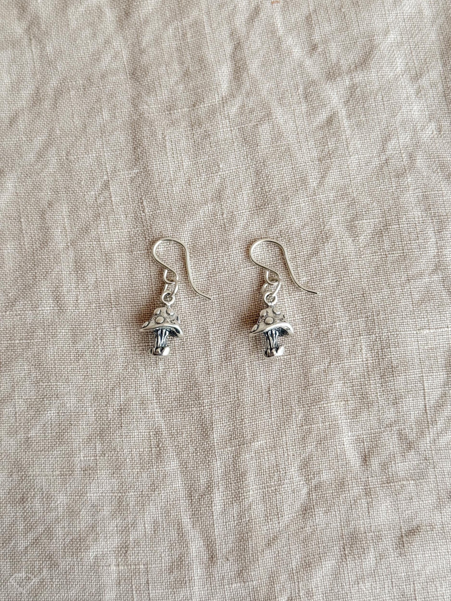 Mushroom Charm Earrings in Sterling Silver, Woodland Forest Themed Personalized Charm Jewelry - Timeless, Sustainable, @JewelryOnRepeat