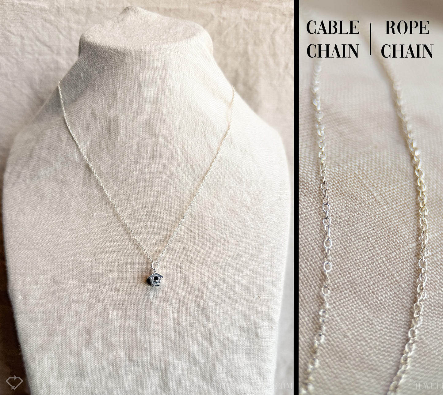 Birdhouse Pendant in Solid Sterling Silver, Birds and Garden Themed Personalized Charm Jewelry - Timeless, Sustainable, @JewelryOnRepeat