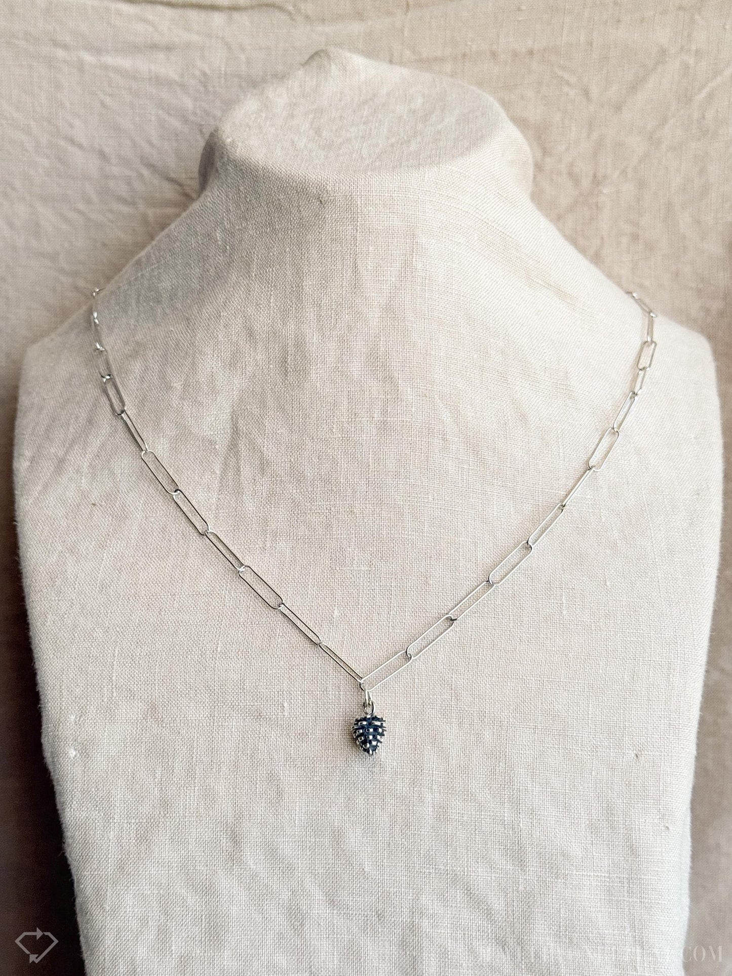 Pine Cone Necklace in Solid Sterling Silver, Nature and Woodland Themed Personalized Charm Jewelry - Timeless, Sustainable, @JewelryOnRepeat