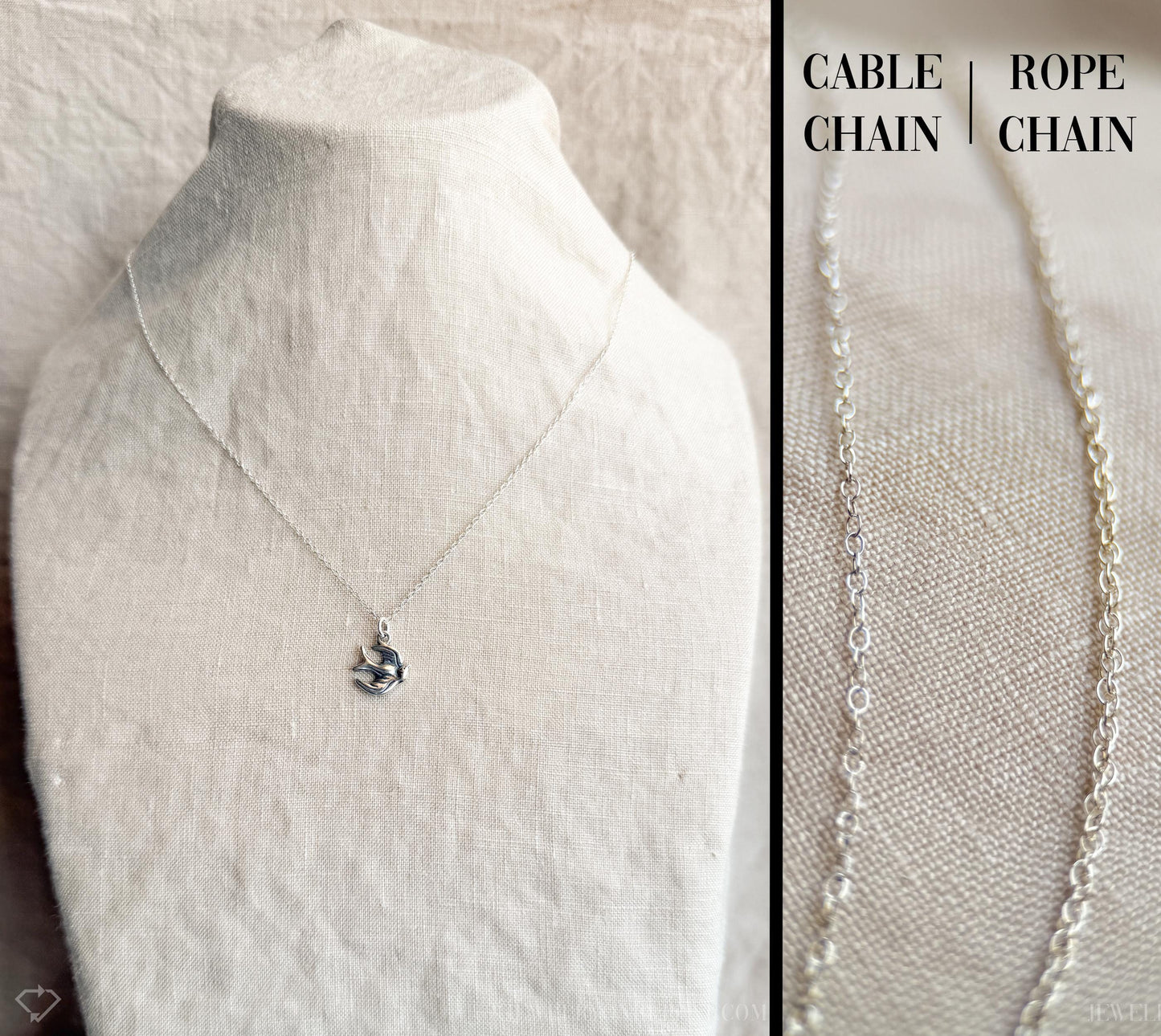 Sparrow Necklace in Solid Sterling Silver, Animal Themed Personalized Charm Jewelry - Timeless, Sustainable, @JewelryOnRepeat