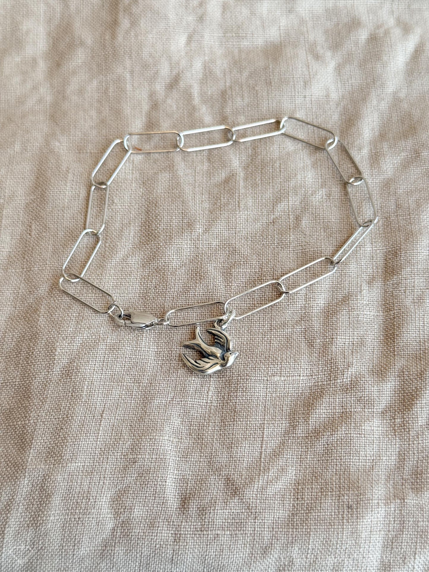 Sparrow Charm Bracelet in Solid Sterling Silver, Animal Themed Personalized Charm Jewelry - Timeless, Sustainable, @JewelryOnRepeat