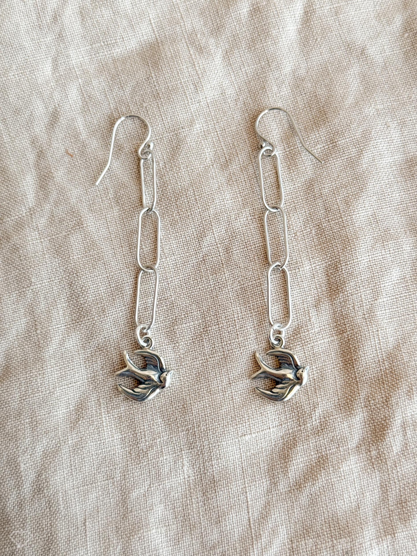 Sparrow Charm Earrings in Solid Sterling Silver, Animal Themed Personalized Charm Jewelry - Timeless, Sustainable, @JewelryOnRepeat