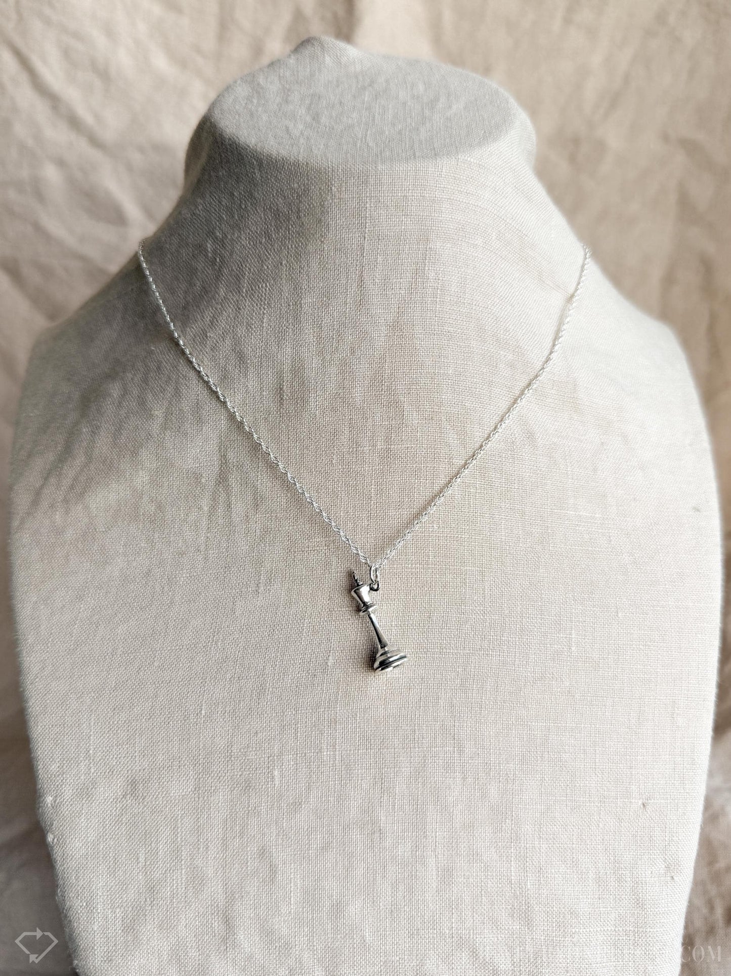 King Chess Piece Necklace in Solid Sterling Silver, Board Games Themed Custom Charm Jewelry - Timeless, Sustainable, @JewelryOnRepeat