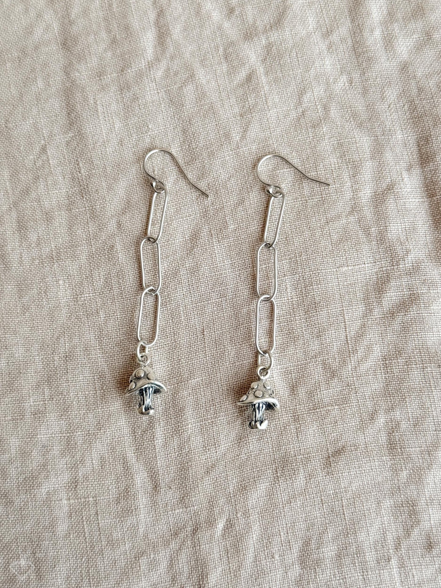 Mushroom Charm Earrings in Sterling Silver, Woodland Forest Themed Personalized Charm Jewelry - Timeless, Sustainable, @JewelryOnRepeat