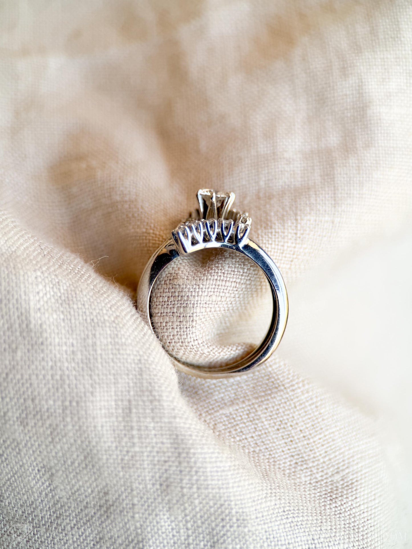 Vintage Diamond Engagement and Wedding Ring Floral Bridal Set in 14k White Gold, Antique 1950s Jewelry - Timeless @JewelryOnRepeat