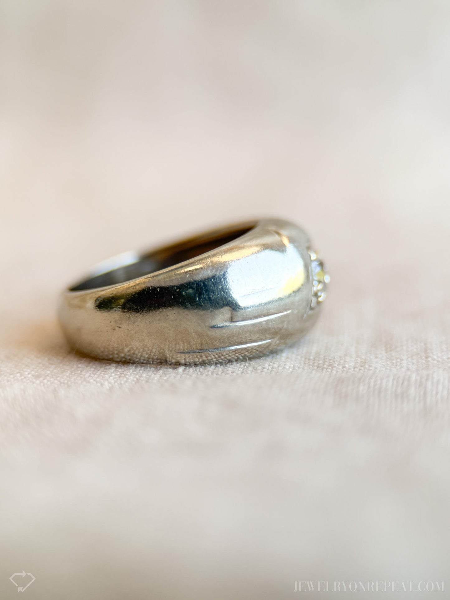 Vintage Mens Old Mine Cut Diamond Wedding Ring in 10k White Gold, Retro Jewelry from the 1930s - Timeless, Sustainable, @JewelryOnRepeat