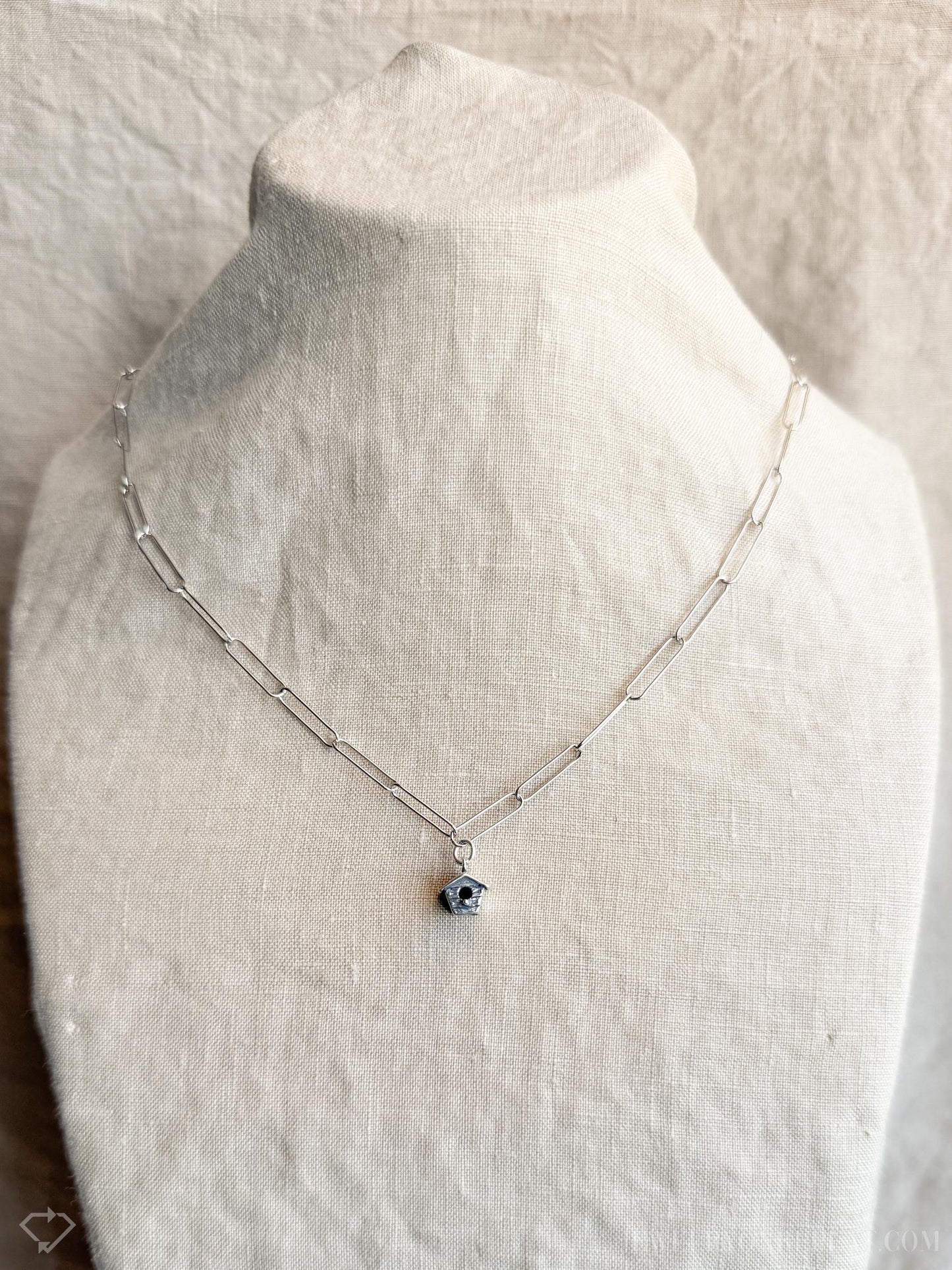 Birdhouse Pendant in Solid Sterling Silver, Birds and Garden Themed Personalized Charm Jewelry - Timeless, Sustainable, @JewelryOnRepeat