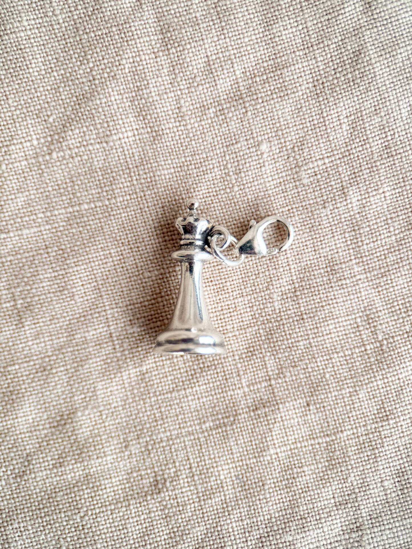 Queen Chess Piece Charm Bracelet in Solid Sterling Silver, Board Games Themed Fine Jewelry Charms - Timeless, Sustainable, @JewelryOnRepeat