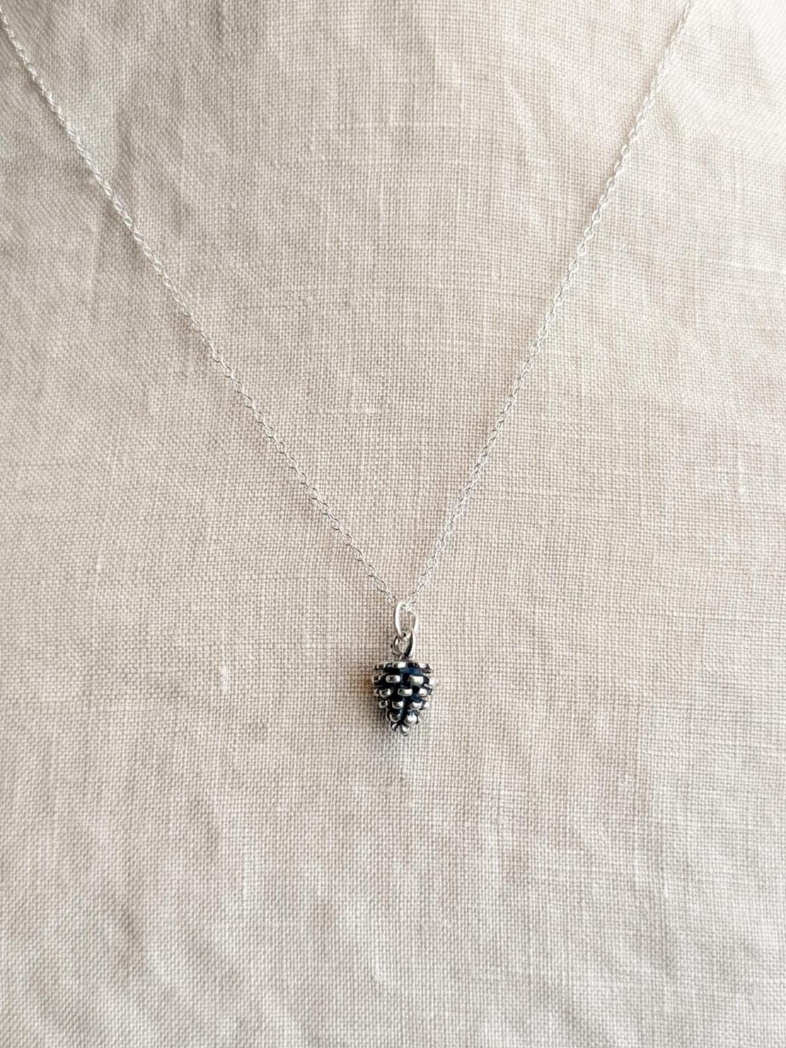 Pine Cone Necklace in Solid Sterling Silver, Nature and Woodland Themed Personalized Charm Jewelry - Timeless, Sustainable, @JewelryOnRepeat