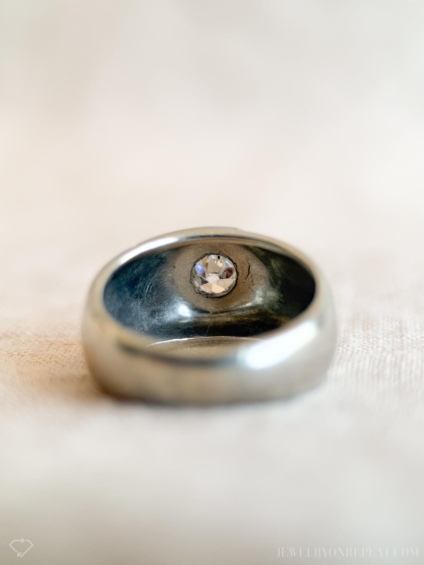 Vintage Mens Old Mine Cut Diamond Wedding Ring in 10k White Gold, Retro Jewelry from the 1930s - Timeless, Sustainable, @JewelryOnRepeat