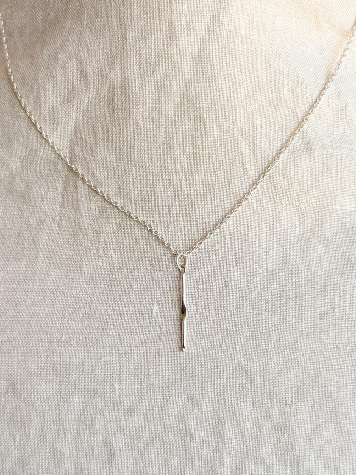 Crochet Hook Necklace in Solid Sterling Silver, Art and Crafting Themed Fine Jewelry Charms - Timeless, Sustainable, @JewelryOnRepeat