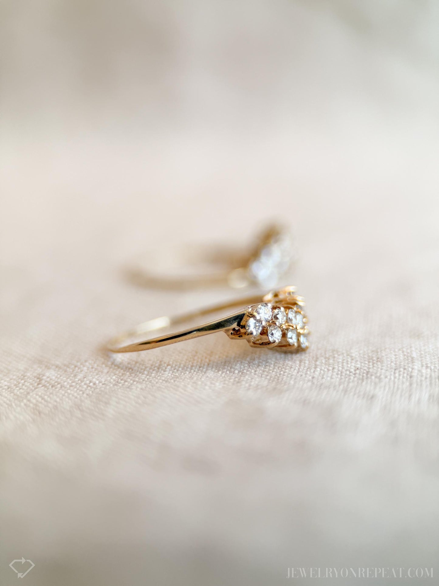 Vintage Matching Curved Diamond Wedding Bands in 14k Gold, Ring Guard Bands from the 1990s - Timeless, Sustainable, @JewelryOnRepeat