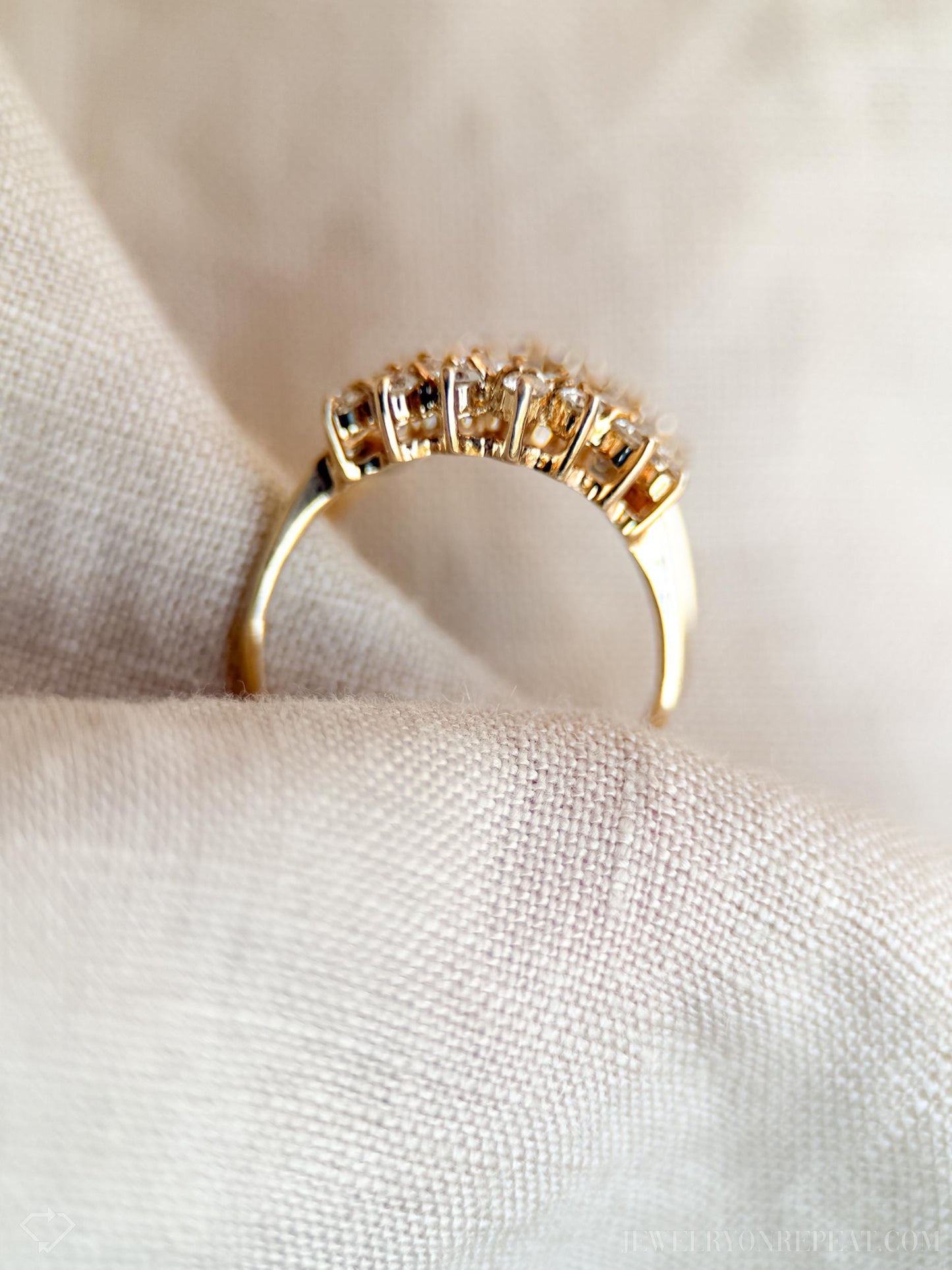Vintage Matching Curved Diamond Wedding Bands in 14k Gold, Ring Guard Bands from the 1990s - Timeless, Sustainable, @JewelryOnRepeat