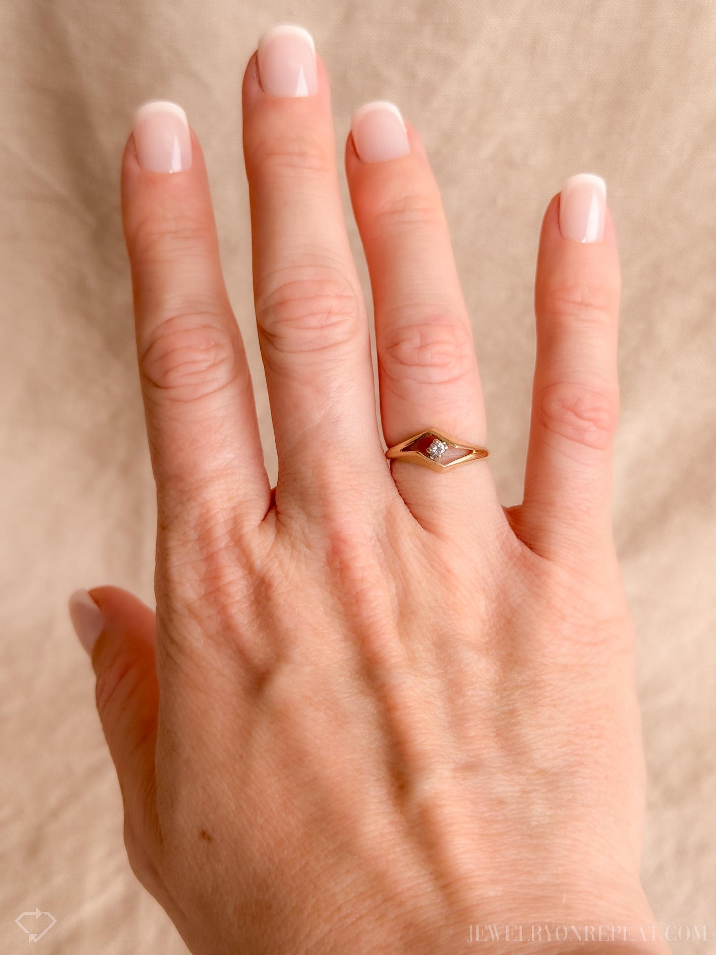 Vintage Diamond Art Deco Solitaire Engagement Ring in 14k Gold, Antique 1960s Jewelry - Timeless, Sustainable, @JewelryOnRepeat