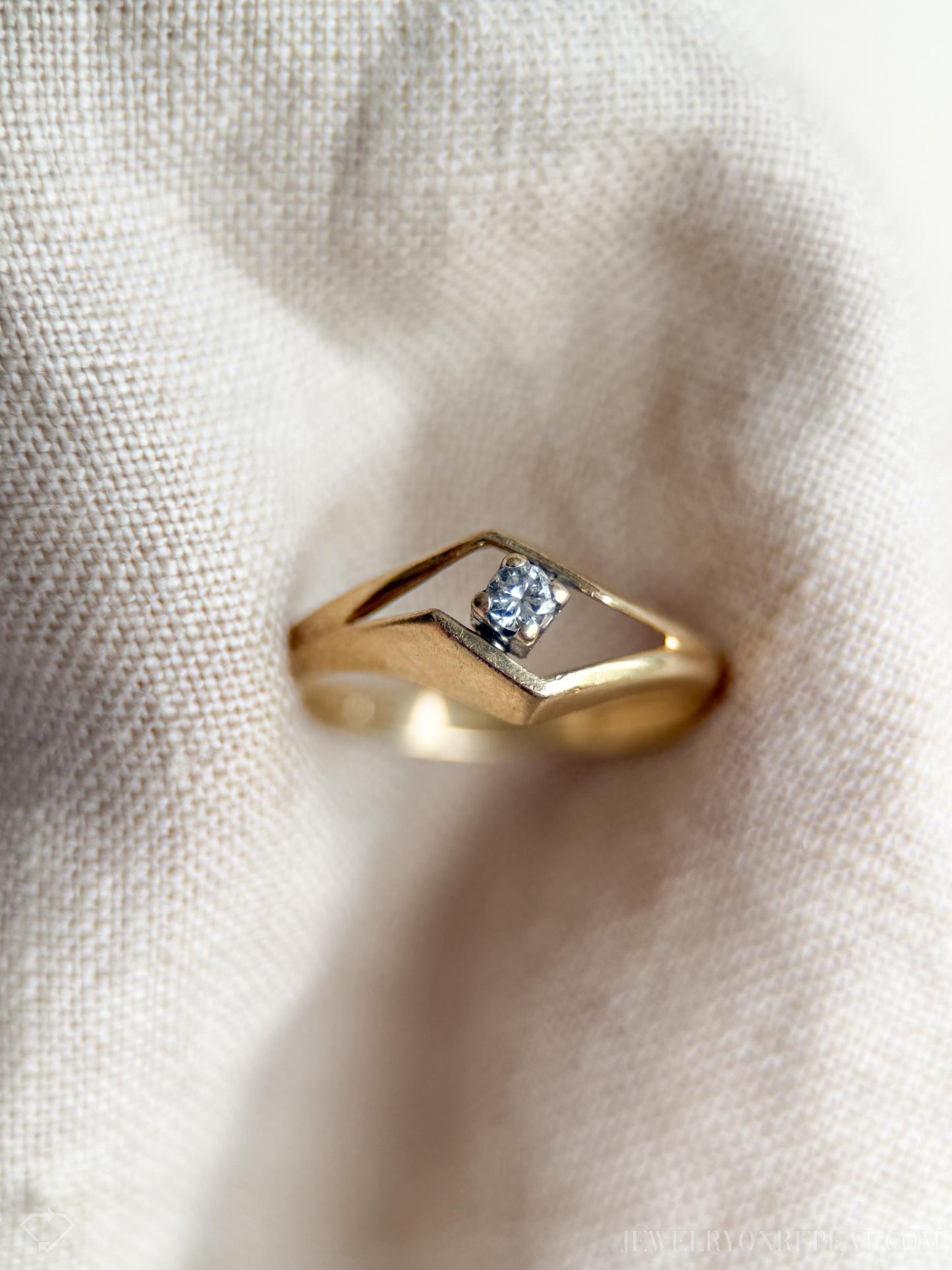 Vintage Diamond Art Deco Solitaire Engagement Ring in 14k Gold, Antique 1960s Jewelry - Timeless, Sustainable, @JewelryOnRepeat