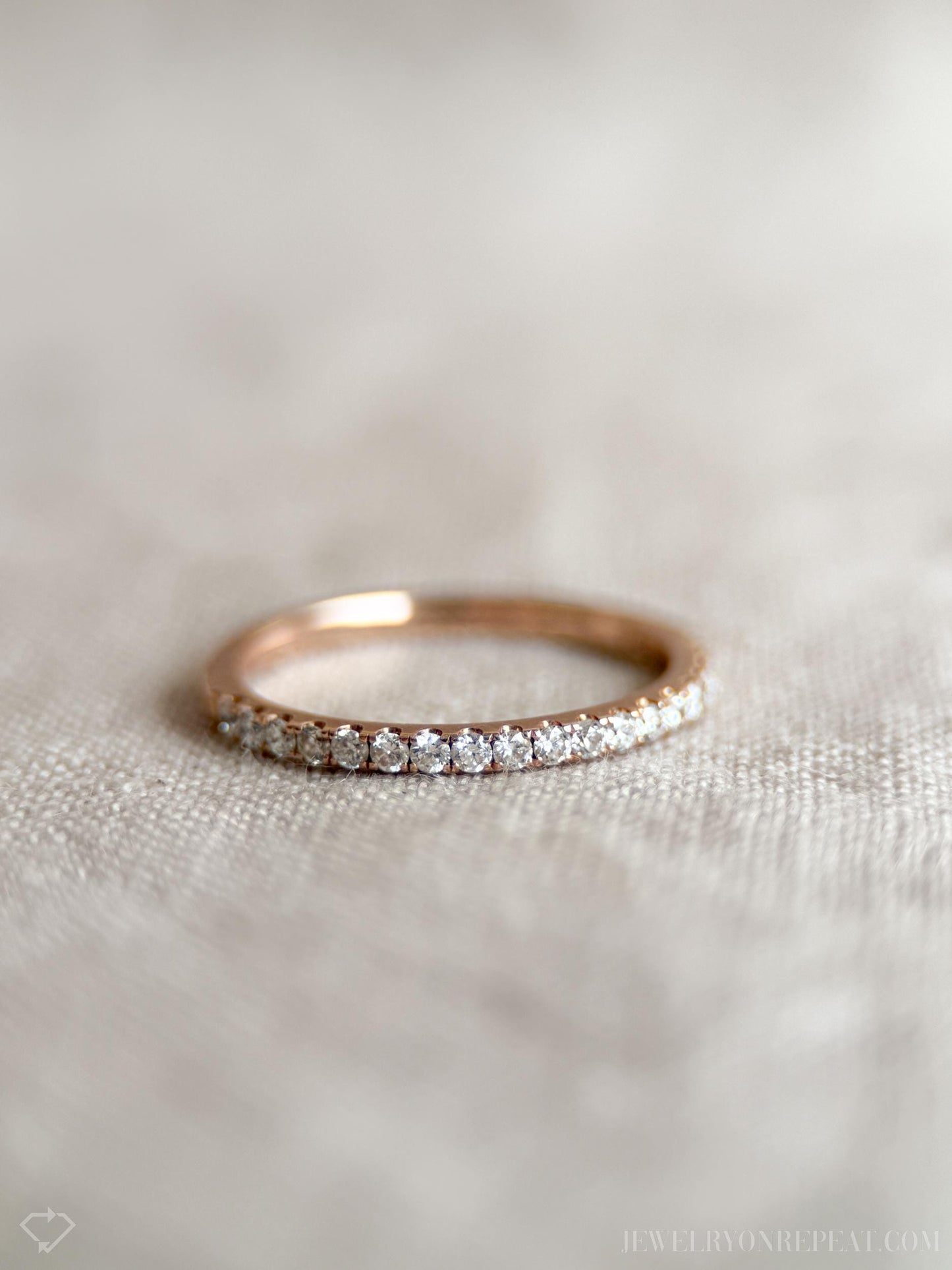 Vintage Diamond Pave Wedding Band in 14k Rose Gold, Retro Jewelry from the 2000s - Timeless, Sustainable, @JewelryOnRepeat